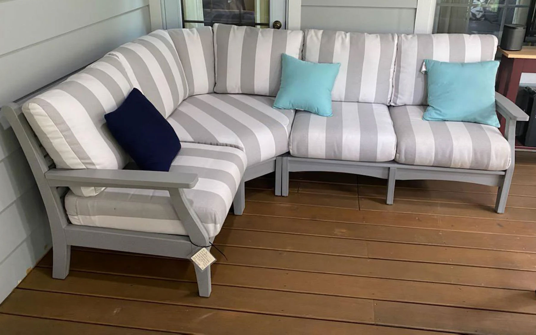 Classic Terrace Sectional in Light Gray with Solana Seagull Fabric