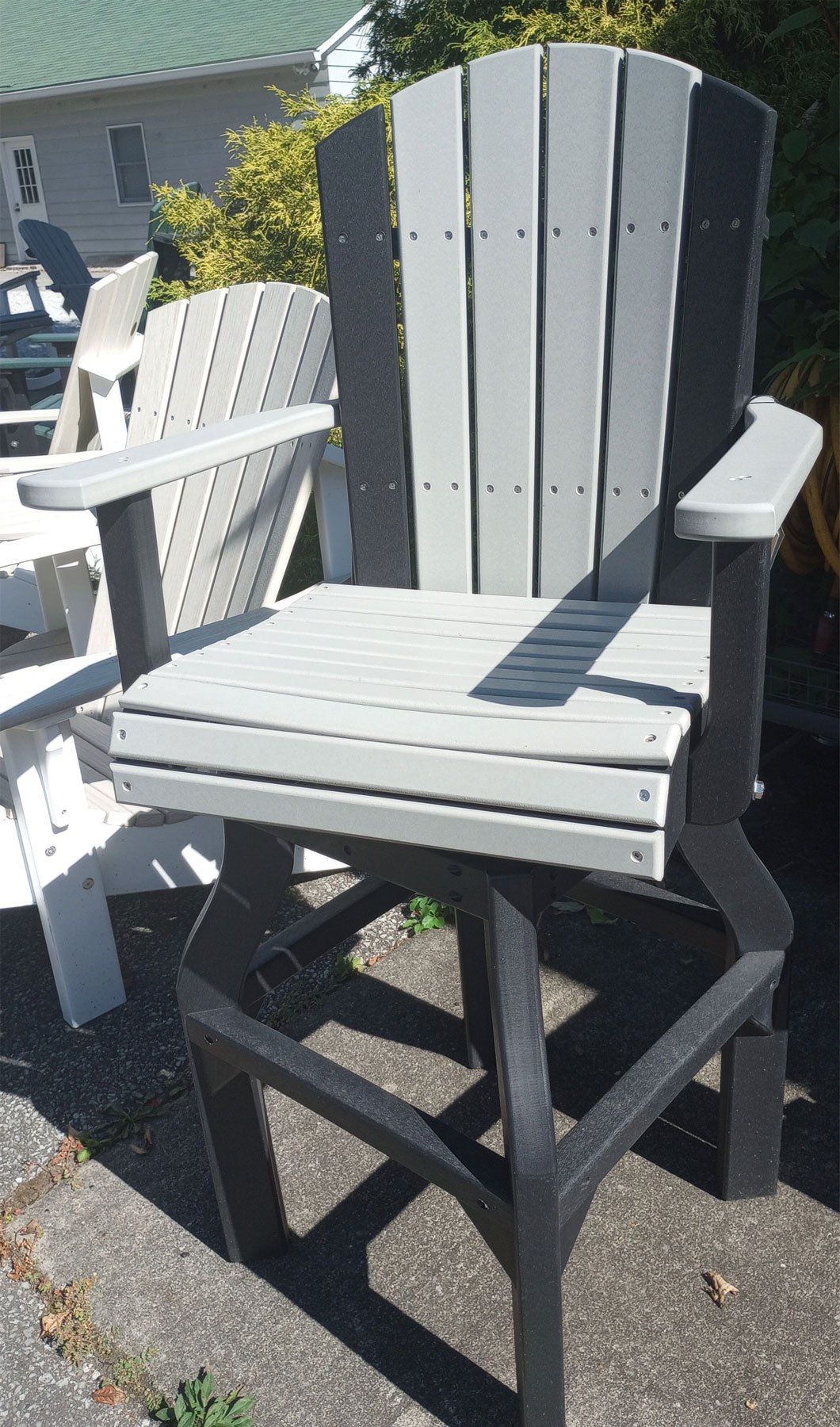 Adirondack Bar Height Swivel Chair in Dove Gray on Black