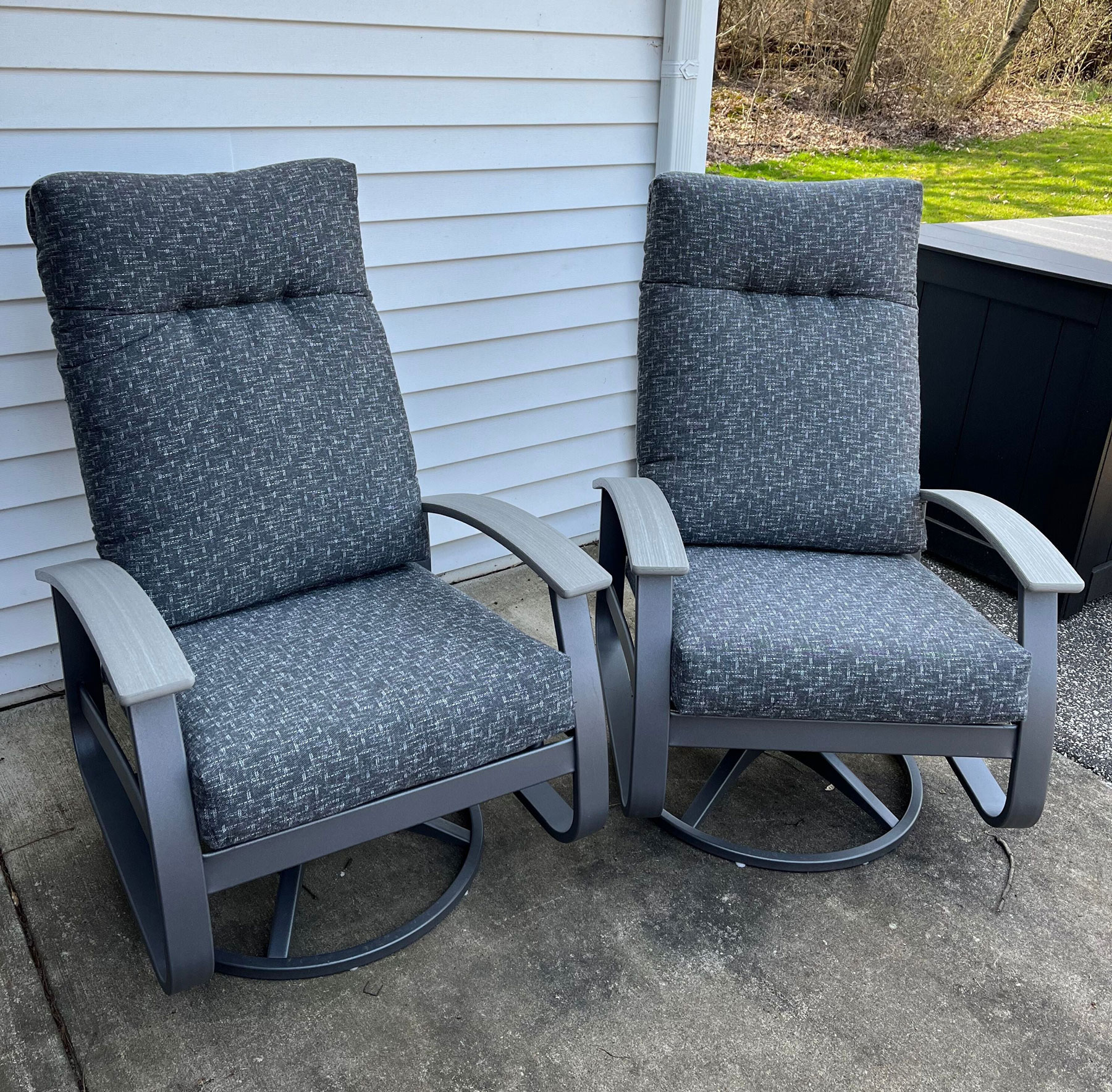 (2) Telescope Casual Belle Isle Supreme Cushion Swivel Rockers in Hither Char Fabric