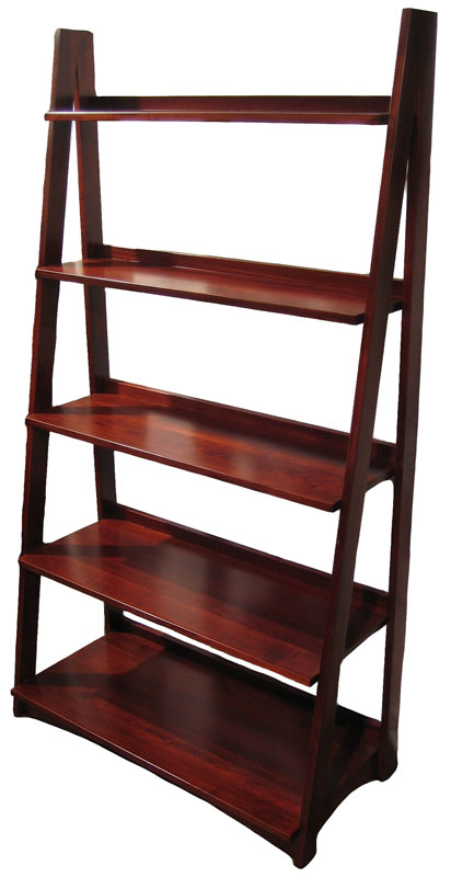 36" x 66" Ladder Bookcase in Brown Maple with a Rich Cherry Stain