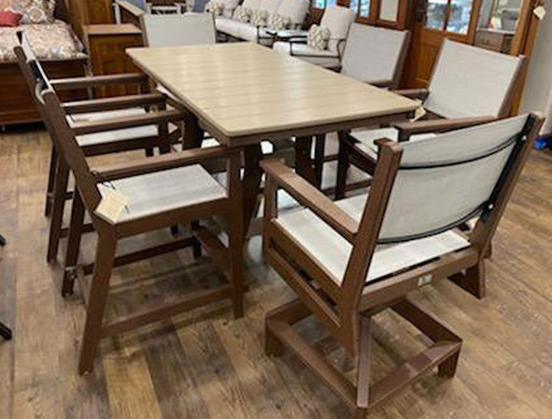 Harbor 33 x 66 Counter Height Table with (6) Mayhew Sling Counter Chairs