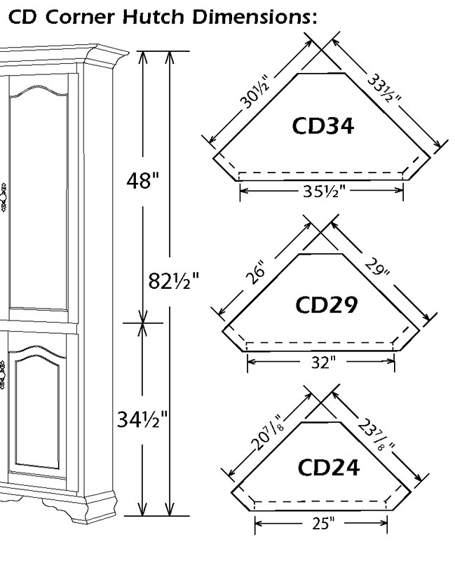 Classic Design 2 Door Corner Hutch Ohio Hardwood Furniture 4361